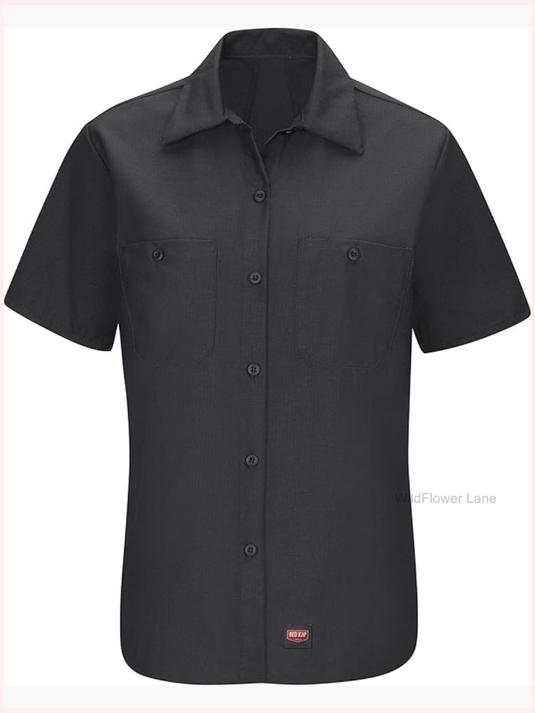 Women's Short Sleeve Button Down Work Shirt
